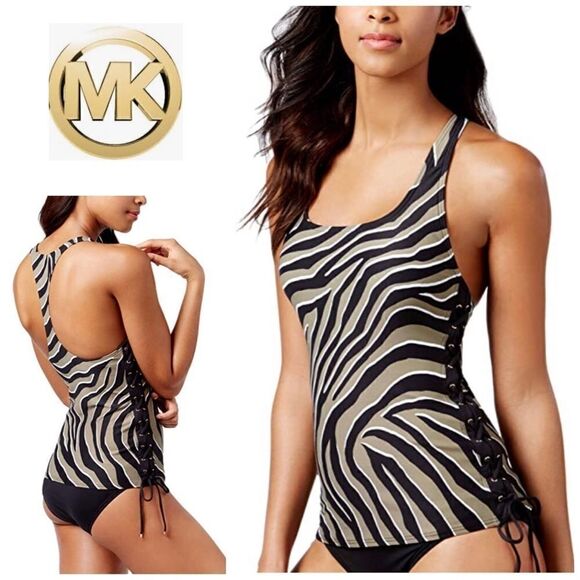 Michael Kors animal print tankini top. Small. NWT - Picture 1 of 14